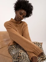 Light brown loose women's turtleneck sweater