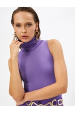 Koton Turtleneck Evening Dress Blouse Sleeveless Basic