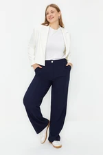 Trendyol Curve Navy Blue Wide Leg Plus Size Fabric Trousers