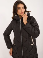 Black down jacket with stitching