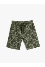 Koton Palm Pattern Shorts Above Knee Tie Waist