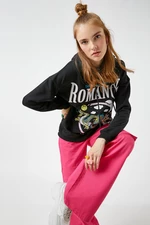 Koton Printed Sweatshirt Hoodie with Fleece Inner