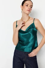 Trendyol Green Woven Strap Satin Back Tie Collar Blouse