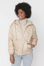 Trendyol Beige Oversize Hooded Quilted Down Jacket