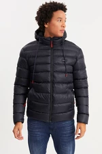 River Club Men's Navy Blue Thick Lined Water and Windproof Hooded Winter Puffer Coat