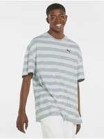 White and Grey Men's Striped Oversize T-Shirt Puma - Mens