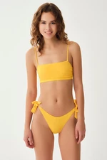 Dagi Yellow Lace-Up Bikini Bottoms