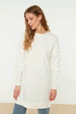 Trendyol Ecru Crew Neck Knitted Tunic With Frill Sleeves