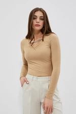 Ribbed knitted blouse with chain