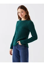 LC Waikiki Women's Crew Neck Knitwear Sweater with Openwork Long Sleeves