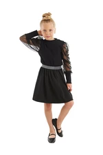 mshb&g Black Tulle Girls' Turtleneck Blouse and Skirt Set