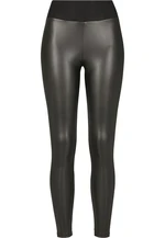 Women's black high-waisted synthetic leather leggings