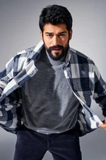 ALTINYILDIZ CLASSICS Men's Gray Melange Non-Pilling, Anti-Pilling Featured Standard Fit Full Turtleneck Knitwear Sweater