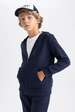 DEFACTO Boy Navy Blue Hooded School Cardigan