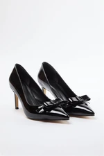 Trendyol Black Bowknot Patent Leather Women's Classic Thin Heel Shoes