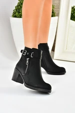 Fox Shoes Women's Black Thick Heeled Boots