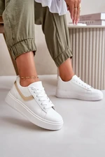 Women's platform sneakers made of eco leather white-gold Brennessa