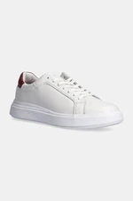 Kožené sneakers boty Calvin Klein LOW TOP LACE UP LTH bílá barva, HM0HM01016