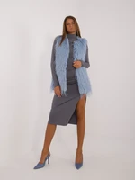 Grey-blue fur vest with hook-and-loop fastening