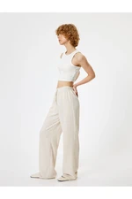 Koton Summer Trousers Wide Leg Waist Lace Standard Waist