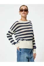 Koton Openwork Oversize Sweater Long Sleeve Crew Neck