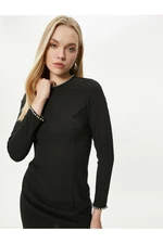 Koton Stone Mini Dress Long Sleeve Crew Neck - Handmade Collection