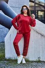 Velour set sweatshirt + burgundy trousers