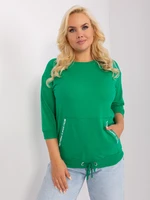 Plus size green cotton blouse