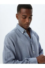 Koton Linen Shirt Long Sleeve Button-down Collar Detail