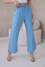 Viscose wide blue trousers