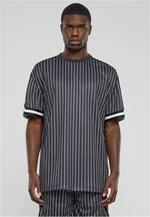 Men's Oversized Striped Mesh Tee T-Shirt - Black/White