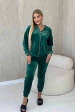 Velour set sweatshirt + trousers green