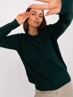 Dark green women's classic sweater with cotton