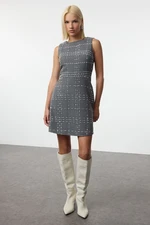 Trendyol Gray Plaid / Checkered Mini Woven Dress