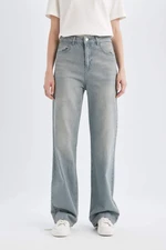 DEFACTO 90's Wide Leg High Waist Long Jean Washed Trousers