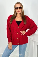 Button-down sweater with puff sleeves red