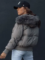 Women's winter quilted jacket with fur COLDPACK dark gray Dstreet