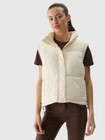 Women's down vest with 4F synthetic down filling - beige