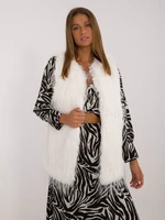 Ecru elegant fur vest with fastening