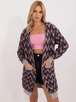 Dark purple women's cardigan without fastening