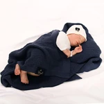 AGBO Bamboo-Cotton baby blanket navy blue Pony