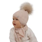 AGBO Girl's winter set: hat and scarf pink with pompom Amana