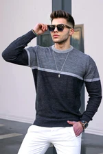 Madmext Men's Anthracite Color Block Sweater 4734