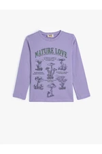 Koton T-Shirt Mushroom Printed Long Sleeve Crew Neck Cotton