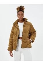 Koton Puffer Quilted Jacket Stand Collar Pocket Zippered