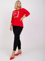 Angelicay Red Plus Size 3/4 Blouse Sleeve