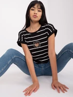 Black and white striped blouse with a heart cutout