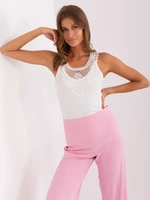 Ecru ribbed top with lace OCH BELLA