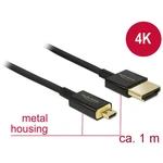 Delock HDMI prepojovací kábel #####HDMI-A Stecker, #####HDMI-Micro-D Stecker 1.00 m čierna 84781 pozlátené kontakty ####