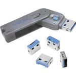 LogiLink zámok portu USB USB PORT LOCK, 1 KEY + 4 LOCKS sada 4 ks strieborná, modrá  vr. 1 kľúče AU0043